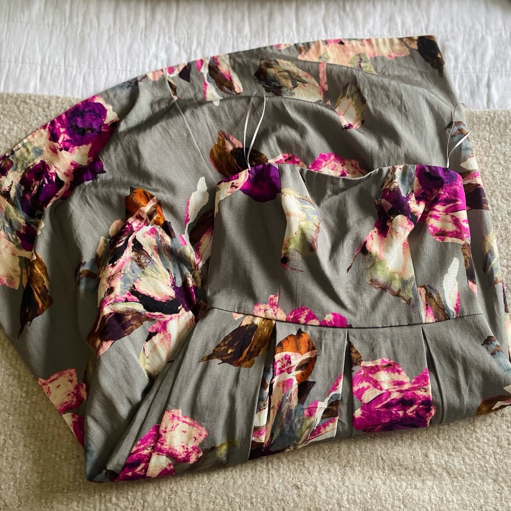 Anthropologie Trina Tulk Floral Gray Dress